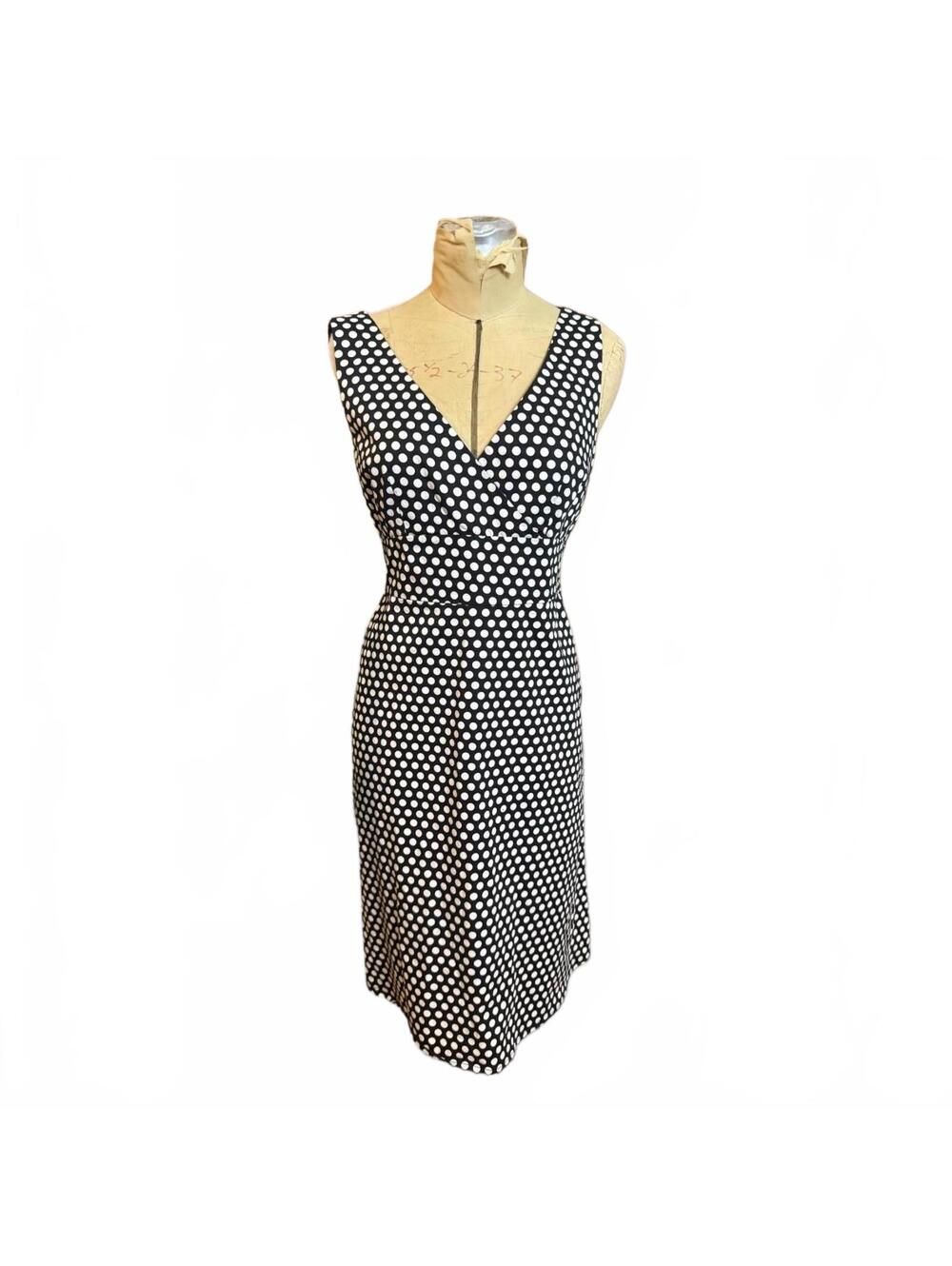 Spense Black and White Polka Dot Sleeveless Dress Missy